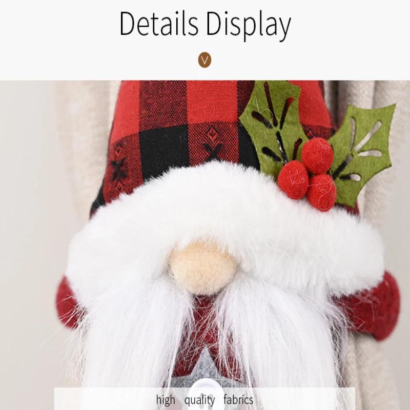 Christmas Santa Cartoon Doll Curtain Buckle Cartoon Doll Kid Stuffed Plush Toy Creative Decoration Ornaments Children Xmas Gift