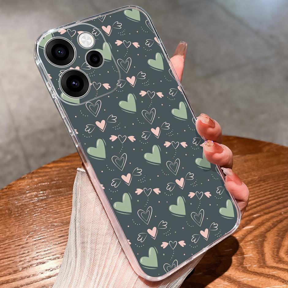 Чехлы Для OPPO Reno15 15F 15Pro Милая Девочка Сердце Любви Легкий Простота Мягкий Прозрачный Корпус Для Reno 15F 15 Pro Capa
