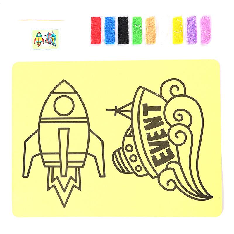 5 листов, детские креативные мультяшные автомобильные цветные рисунки на песке, простая забавная детская художественная наклейка ручной работы, песочная раскраска, фигурка