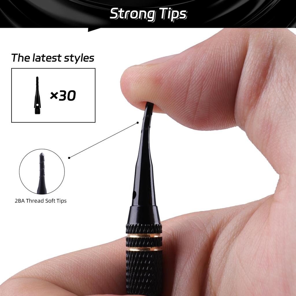 CyeeLife Darts Plastic Tips Professional Soft Tip Darts Set 18g with Suitcase and 30 Extra Dart Tips for Electronic Dartboard - (Black) (Blue)