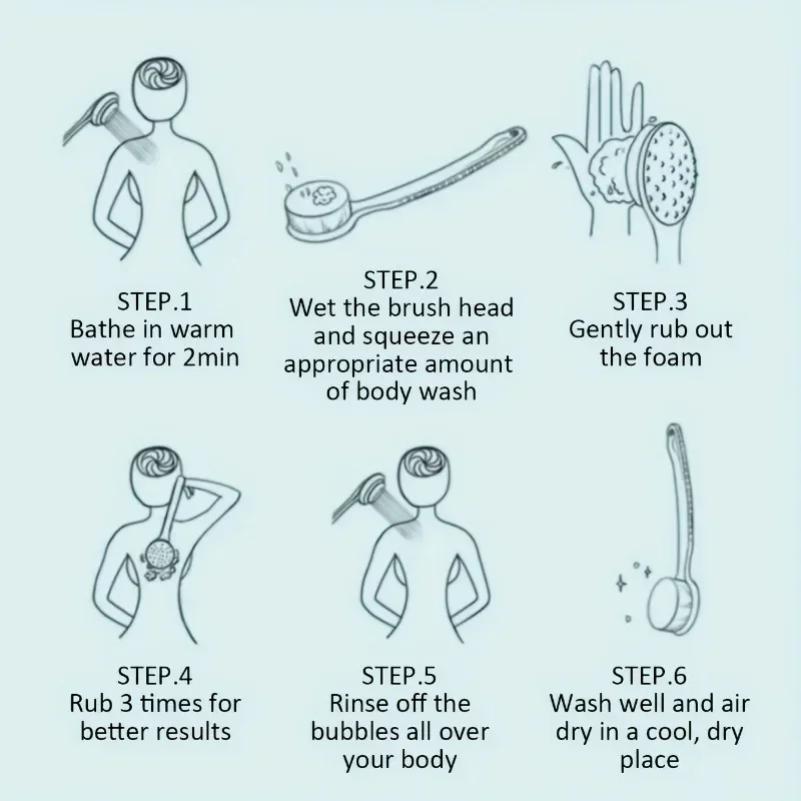 Мягкая щетка для спины 2-в-1, нежно отшелушивающая щетка для тела, губка для душа, скрабирующая щетка, инструмент для чистки ванной комнаты и душа