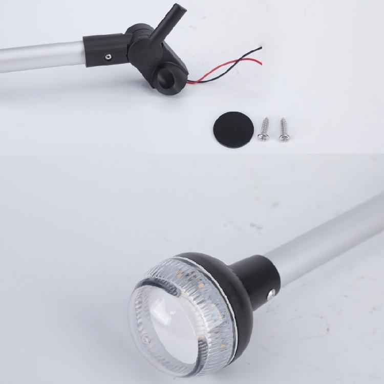 Support Post Rear Light for Yacht Pontoons, 12 Inch Marine Navigation Lamp with Clear Ribbed Lens, 12V LED Details, and Screw Hardware Included