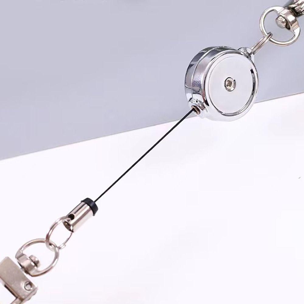 Anti-theft Easy-to-pull Buckle Rope Metal Elastic Keychain New Retractable Key Ring Business