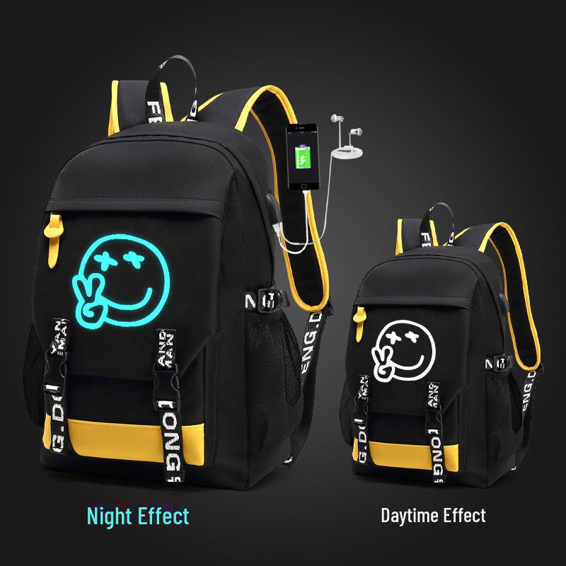 Мужской рюкзак из ткани Оксфорд: Модный светящийся школьный ранец, вдохновленный корейским аниме Харадзюку, для учеников младших классов