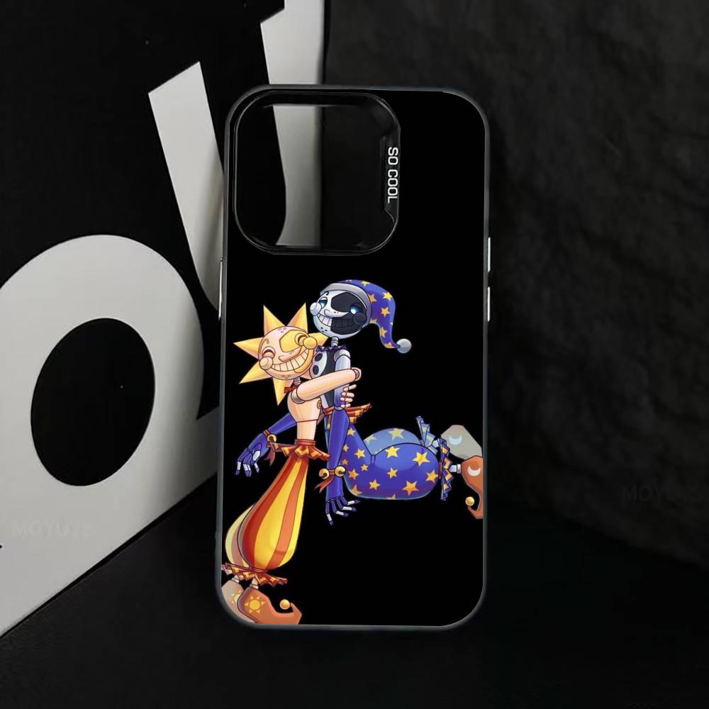 Чехол для телефона Fnaf G-Game S-Sundrop & M-Moondrop для iPhone 17,16,15,14,13,12,11 Plus,Pro Max,XS, Цветной Серебристо-Черный Чехол