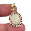 Natural Prehnite Gemstone 925 Solid Sterling Silver Two Tone Pendant 1.25" z9B03