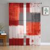 Масляная живопись Абстрактные Геометрические Красные Прозрачные Шторы для Украшения Гостиной Оконные Шторы Кухонный Тюль Вуаль
