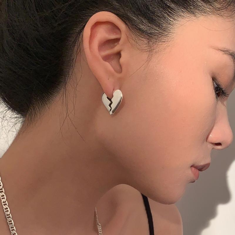 ANENJERY 1 шт. серьги-кольца в форме разбитого сердца для женщин, модные изысканные металлические серьги-обнимашки с геометрическим рисунком, ювелирные аксессуары