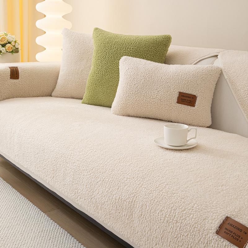 Зимняя подушка для дивана из овчины, нескользящая утолщенная зимняя плюшевая подушка, простой чехол для дивана, ткань