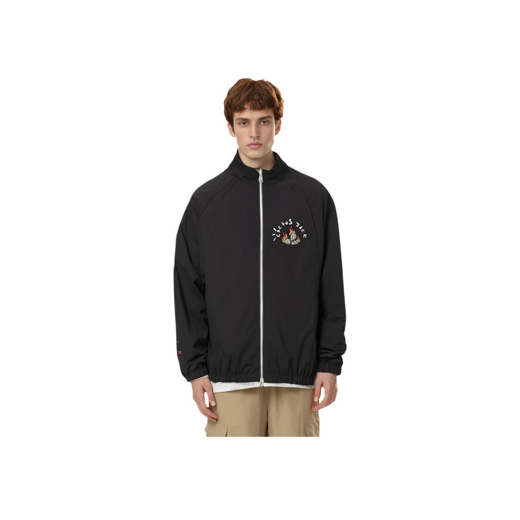 Jordan X Travis Scott Rhinestone Spray Gun с принтом и воротником-стойкой, куртка на молнии, мужские куртки, черные DO4096-010