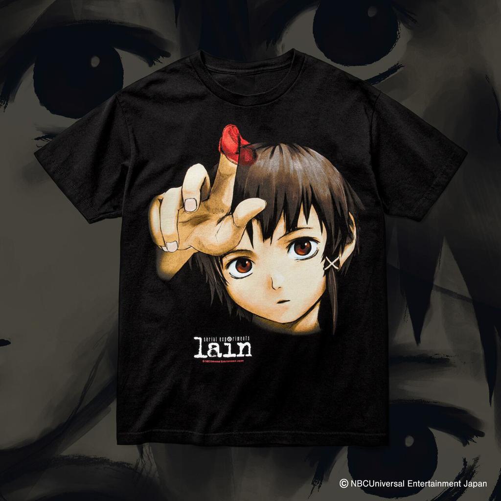 Classic Anime Serial Experiments Lain Print T-shirts Summer Men Oversized Y2k Casual Cotton T-shirts Street Hip Hop Male Clothes