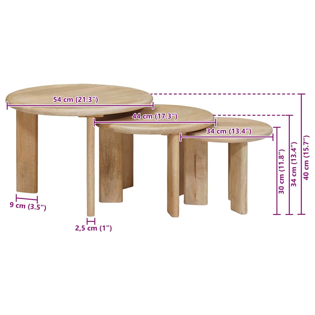 Nesting Coffee Tables 3 pcs. Black Ø 54 x 40 cm