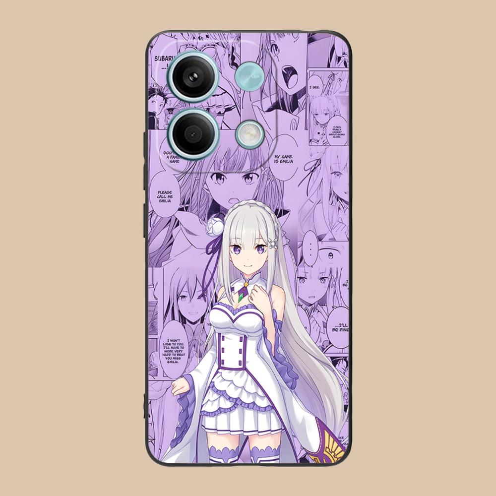 ReZero Emilia Waifu Mobile Phone Case for Xiaomi 15 14 13 12 Mi 11 T Ultra Lite Pro S X 5G Colorful Printing Cover Cover Pretty