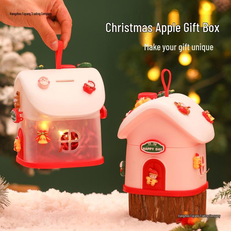 Рождественский Вечер Яблочная Подарочная Коробка - Креативная Упаковка для Конфет в Виде Маленького Домика для Детей