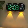 LED Digital Living Room Wall Clock with Multifunctional Alarm, Temperature Display, and Remote Control
