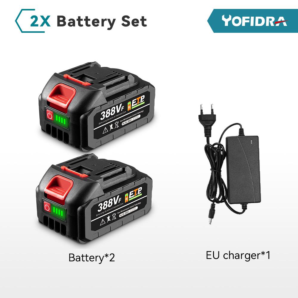 Yofidra 21V 15000mAh Rechargeable Lithium Ion Battery For Makita Cordless Drill/Brushless Wrench/Screwdriver/Circular Saw EU Plug