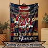 Custom Name Personalized Arsenal F.C Print Blanket, Home Decor, Bedroom, Sofa, Camping, Couch, Gifts for Birthday Christmas