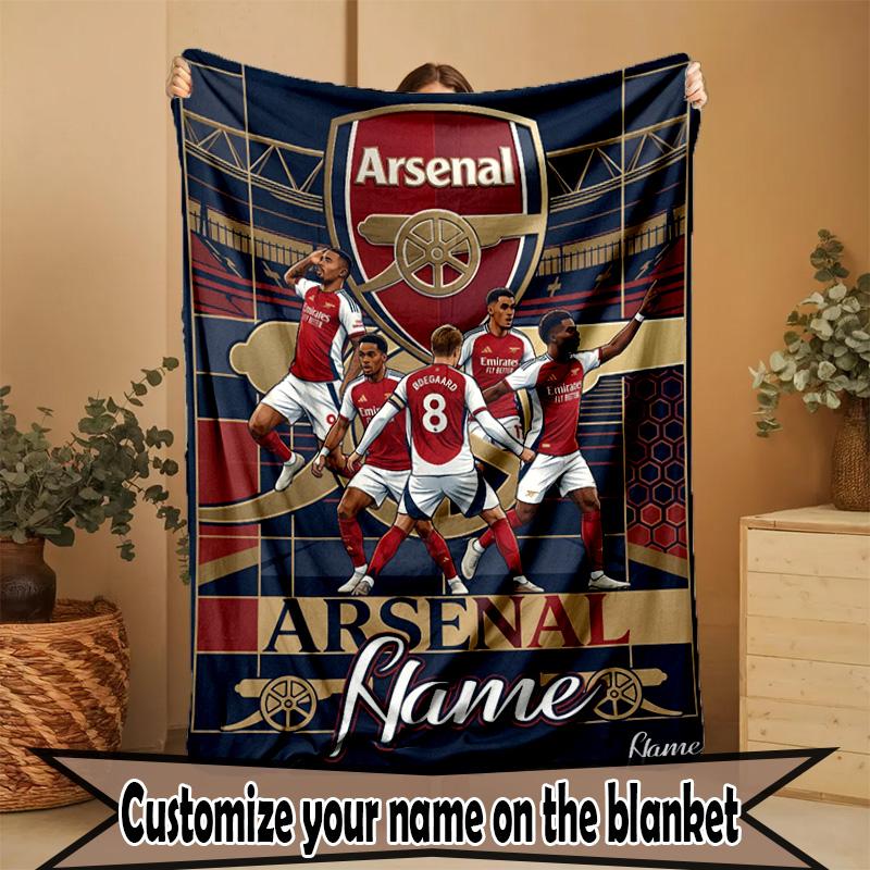 Custom Name Personalized Arsenal F.C Print Blanket, Home Decor, Bedroom, Sofa, Camping, Couch, Gifts for Birthday Christmas