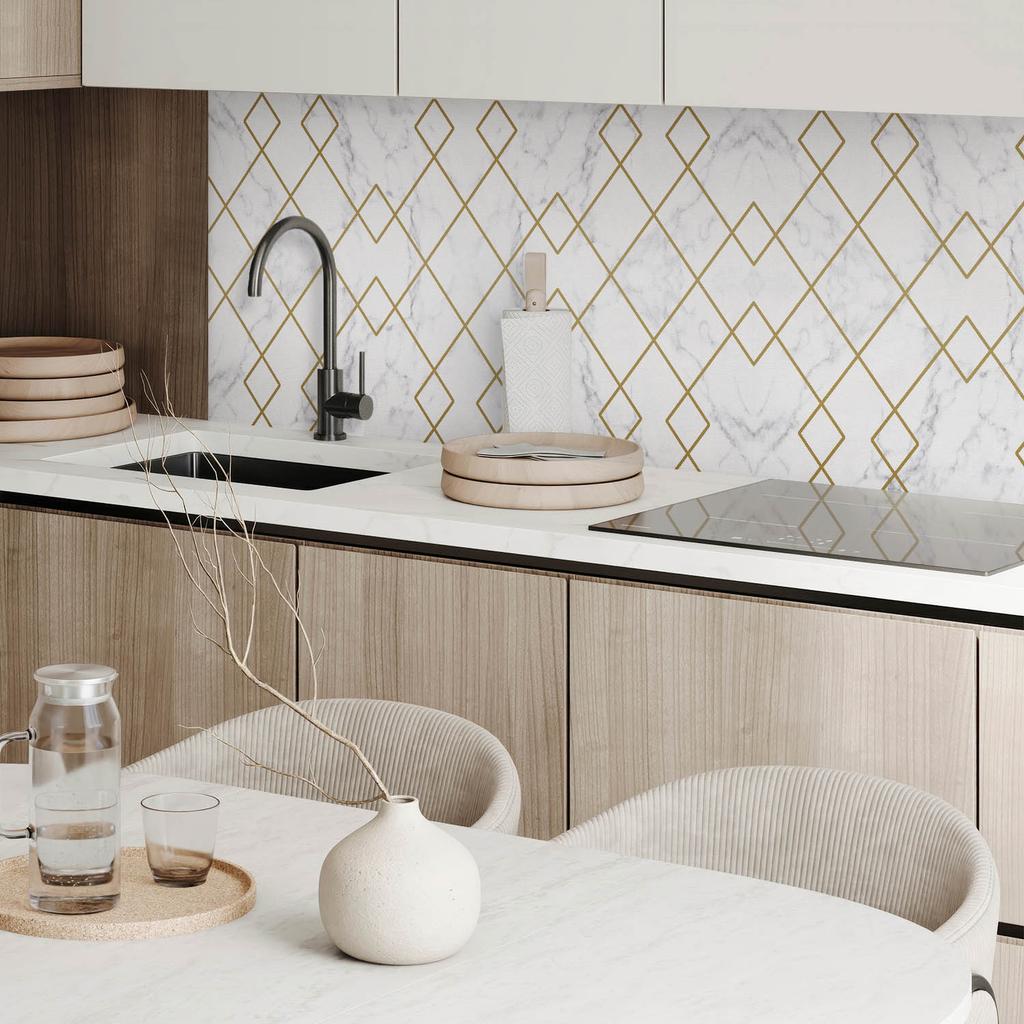 Panel Winylowy Samoprzylepny Z Nadrukiem Do Salonu 100X50 Cm Geometryczne Wzory Na Tle