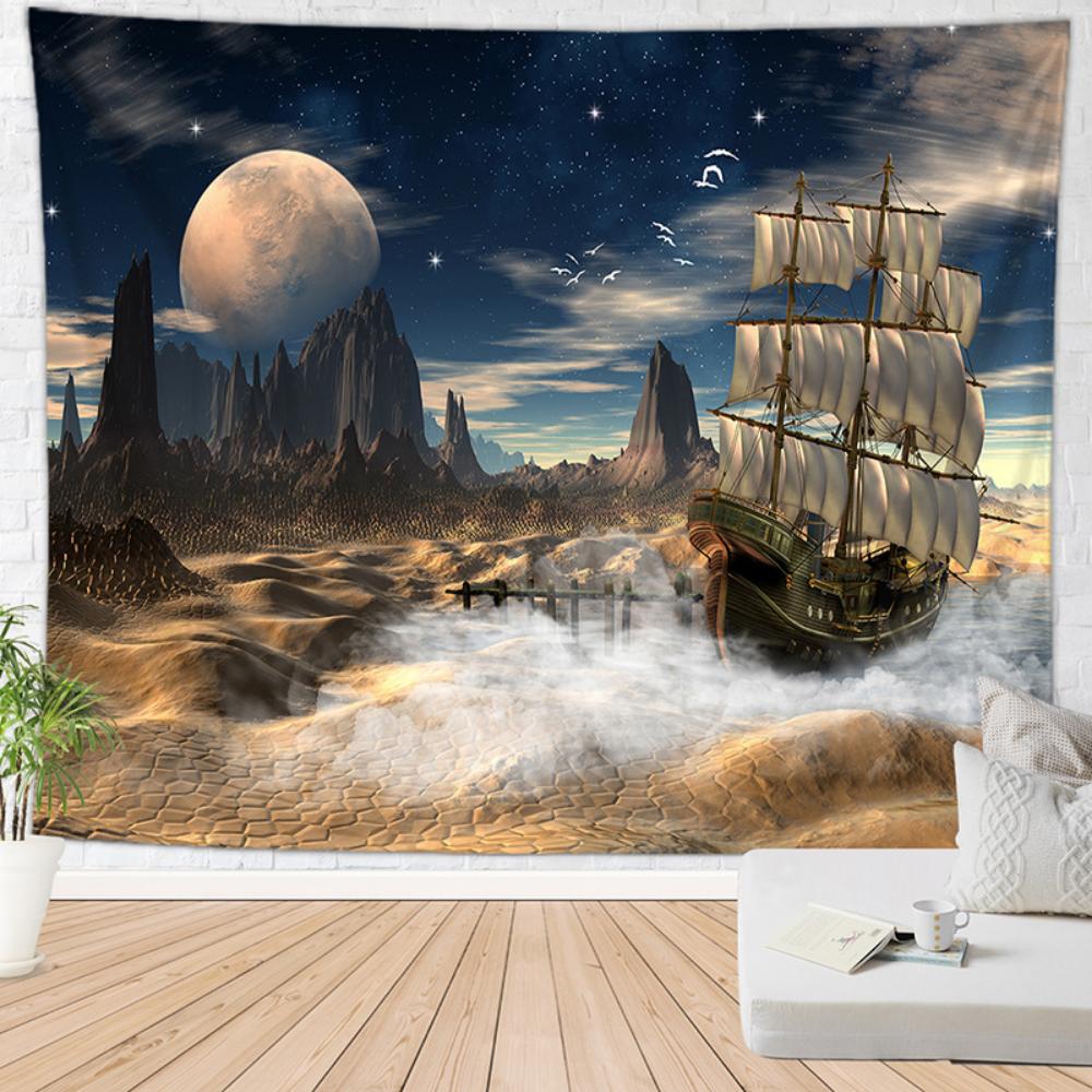Cosmic Solar System Hanging Cloth Art Background Cloth Galaxy Space Planet Tapestry Science Fiction Planet Background Cloth