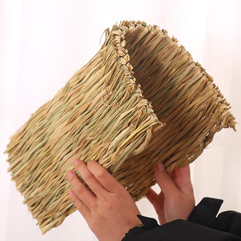 Творческий коврик из соломы для домашних животных, игрушка для жевания сена для кроликов, хомяков, котят, щенков, переносная клетка, безопасный дышащий прохладный коврик, бытовые принадлежности для домашних животных