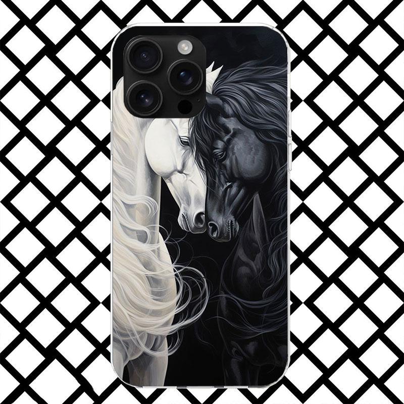 Чехол для телефона Animal Black Horse для iPhone 17 Air 16 16E 15 14 Plus 13 Mini 12 11 Pro Max 7 8 + SE 2020 Мягкий чехол Fundas 17 Air 1