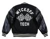 Sagara Embroidery FLAG PU Leather x Melton Wool Stadium Jacket 51376 XL BLACK [Houston] (Black)