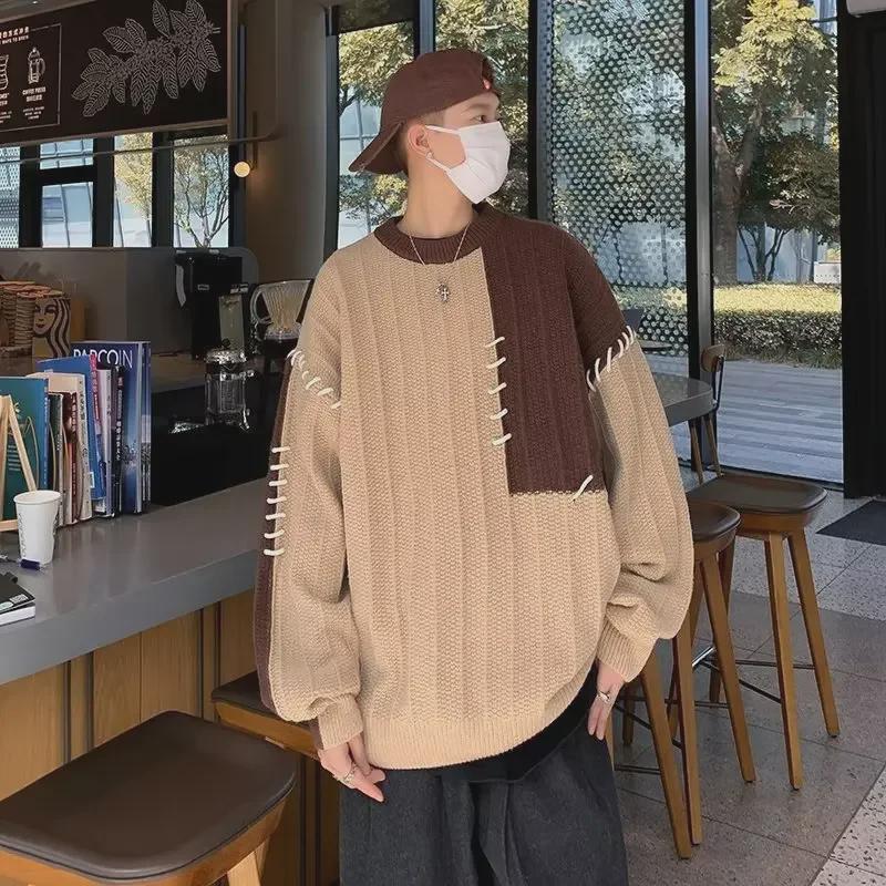 Модный свитер-пуловер с контрастными цветовыми переходами для мальчиков на осень/зиму