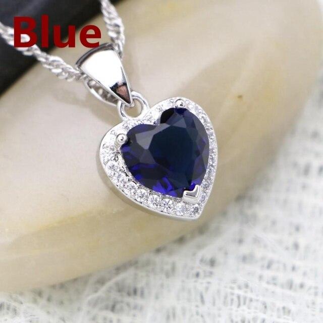 Heart Pendant Necklace Green Cubic Zirconia 925 Silver Jewelry for Women