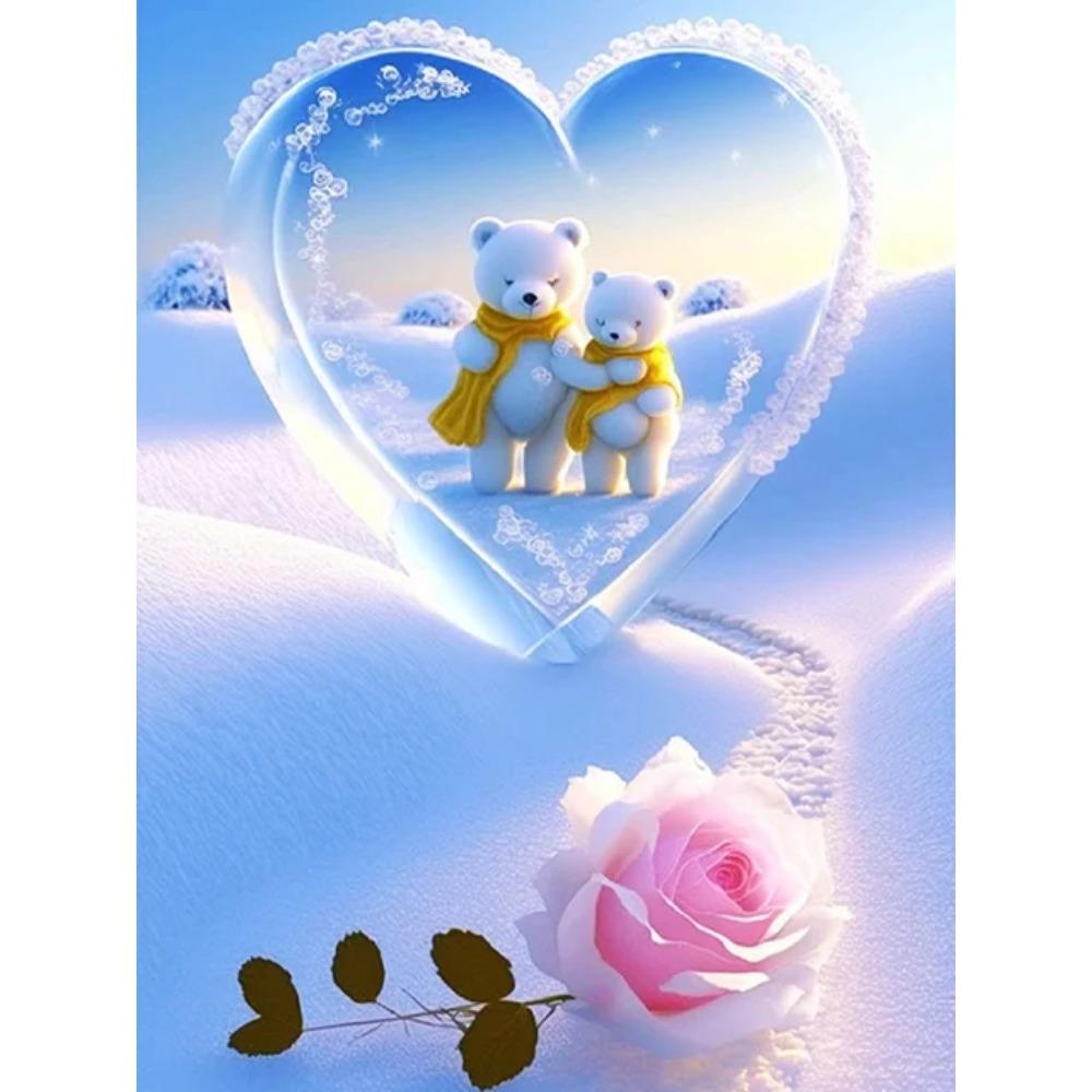 Алмазная картина, полная дрель, красивый цветок любви, круглая алмазная живопись, ручная работа, морской плюшевый мишка, сделай сам, алмазная мозаика, картина, украшение для дома