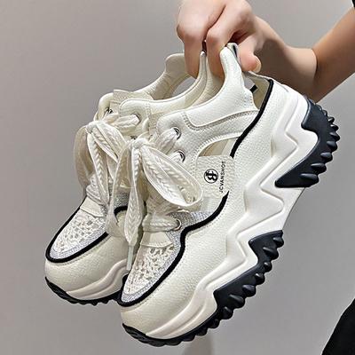 Кожаные дышащие сандалии для папы с отверстиями, женская обувь с отверстиями, летняя новая повседневная спортивная обувь с толстой подошвой, увеличивающая рост