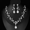 Gorgeous Waterdrop Flower Necklace Set for Women Elegant Choker Necklaces Earring Bridal Wedding Jewelry Sets Fashion