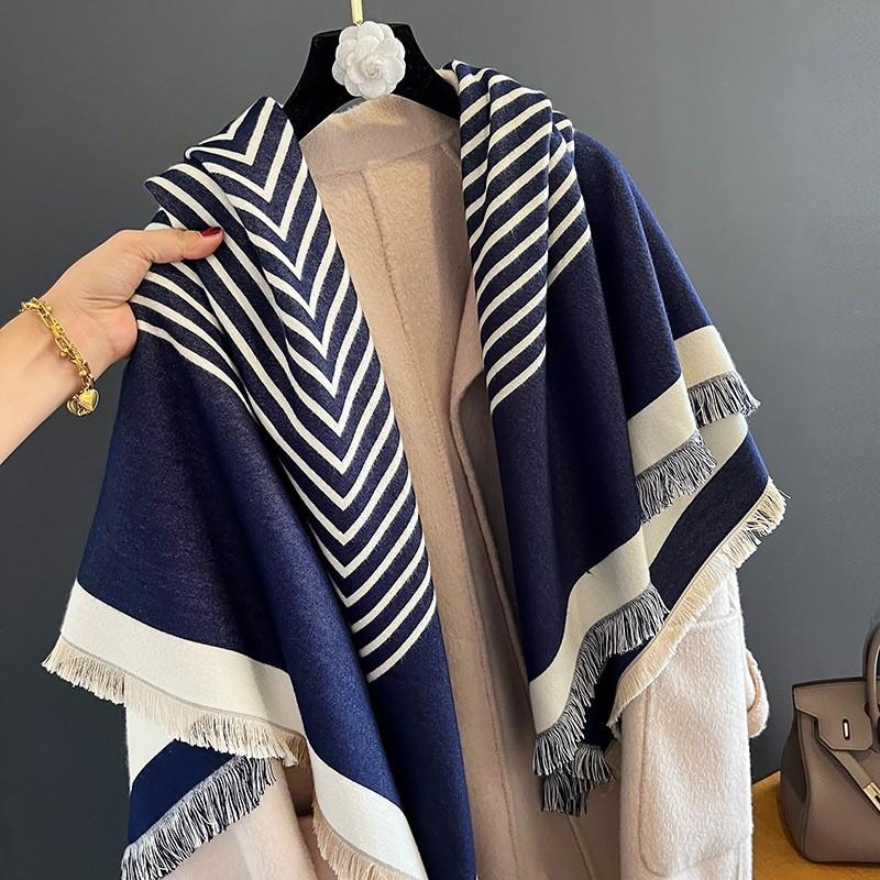 New Women'S Fashionable Imitation Cashmere Autumn And Winter Warm Large Square Scarf Double-Sided Tassel Scarf Air Conditioning Shawl