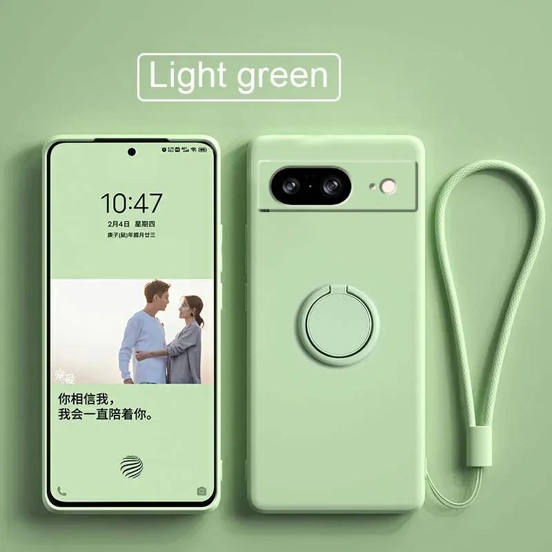 Чехол для Google Pixel 8 9 Finger Ring Stand Holder Slicone Cover для Pixel 9 Pro XL Solid Color Lens Protection Soft Phone Case