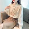 Рубашка Cheongsam Modified с длинными рукавами для женщин, весна, новый тонкий перламутровый топ Heavy Industry
