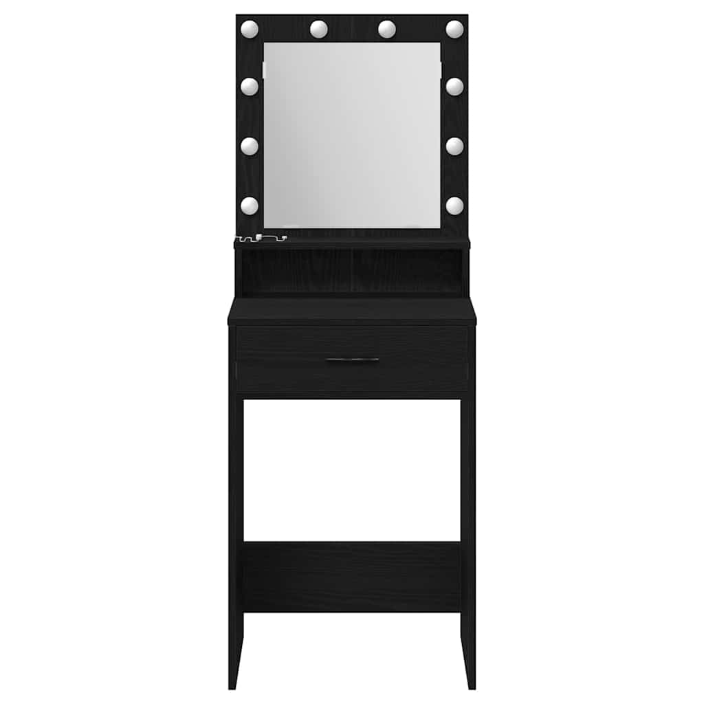 Makeup Table with Shelf Black Oak Effect 50 x 41 x 135 cm