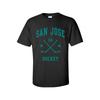 Мужская классическая футболка San Jose Hockey Pattern Дышащая Мягкая Темно-белый Принт Идеально подходит для Повседневной Носки
