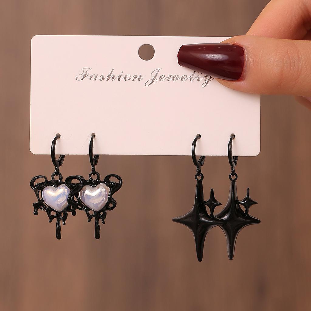 Простые серебряные серьги-звезды для женщин с опаловым камнем, серьги-кольца в форме сердца, панк-ювелирные изделия 2010 года, милые, на каждый день, подарки на вечеринку