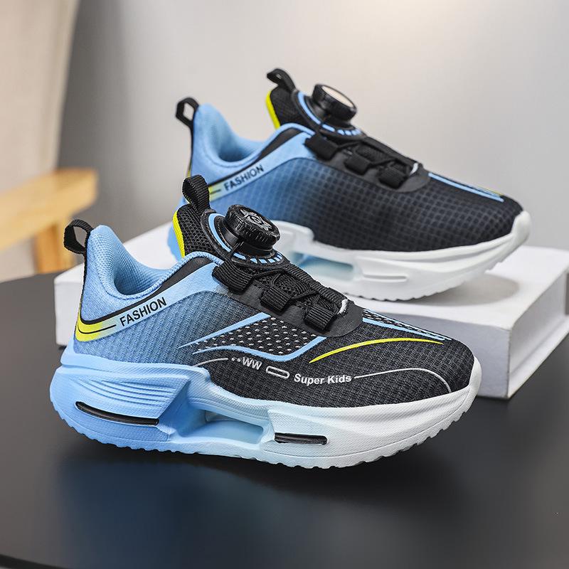 Легкие детские кроссовки с вращающейся застежкой - Нескользящие, удобные, дышащие кроссовки для улицы для мальчиков и девочек