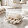 Countertop Ceramic Soap Dish with Raised Drain Rails for Bathroom Sink Use, Kitchen Counter and Guest Washroom