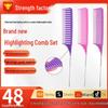 Barber Shop Sectioning & Dyeing Highlight Comb Set - Steel Needle and Fine Teeth, Heat-Resistant, Pointed Tail