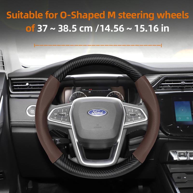 Fypaj3 Подходит для Ford Дышащие отверстия Кожа Матовая Текстура Углеродного волокна Чехол на рулевое колесо Подходит для Focus Mk2 Mk3 Fiesta Mk7 Transit Custom