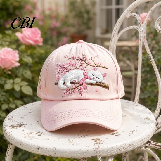 Women Baseball Hat with Rhinestone Bow, Embroidered Bees Butterflies Pattern Sun Casual Outdoor Hat, Adjustable Metal Buckle Sport for All-Season Wear