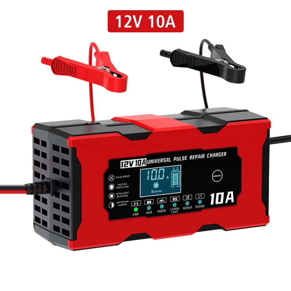 10A 12V Storage Cell Chargers For AGM GEL Lead Acid / 14.6V Iron Lithium Batteries Intelligent Pulse Repair Car Battery Charger