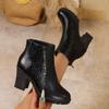 Fashion British Style Round Toe White High Heel Boots Women's Short Boots