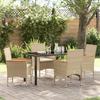 VidaXL 5-piece Garden Dining Set with Cushions In Beige Poly Rattan 3379858