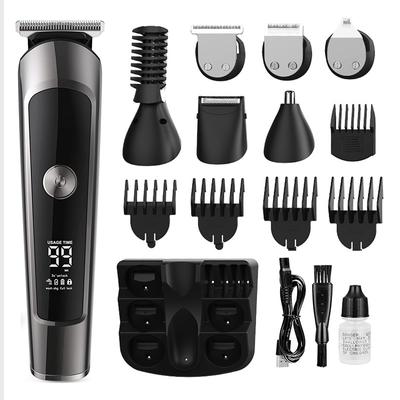 6 в 1 Профессиональный триммер для стрижки волос, электрические ножницы для резки, машина для удаления бороды, мужской водостойкий ЖК-экран, красота