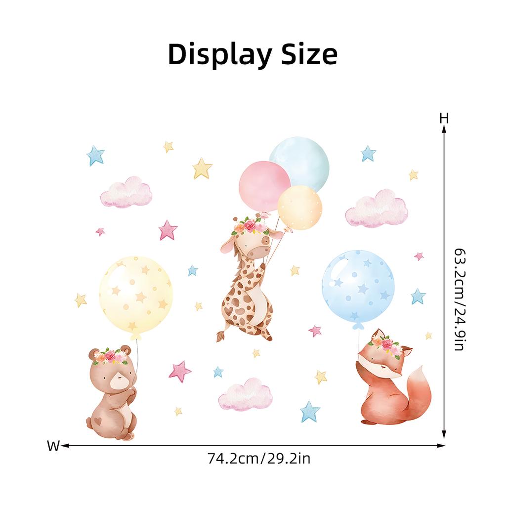 1Pc Cartoon Cute Animals Rabbit Balloon Wall Sticker Decoration for Bedroom Girls Gift Wall Art Home Decor Living Room Kids Room