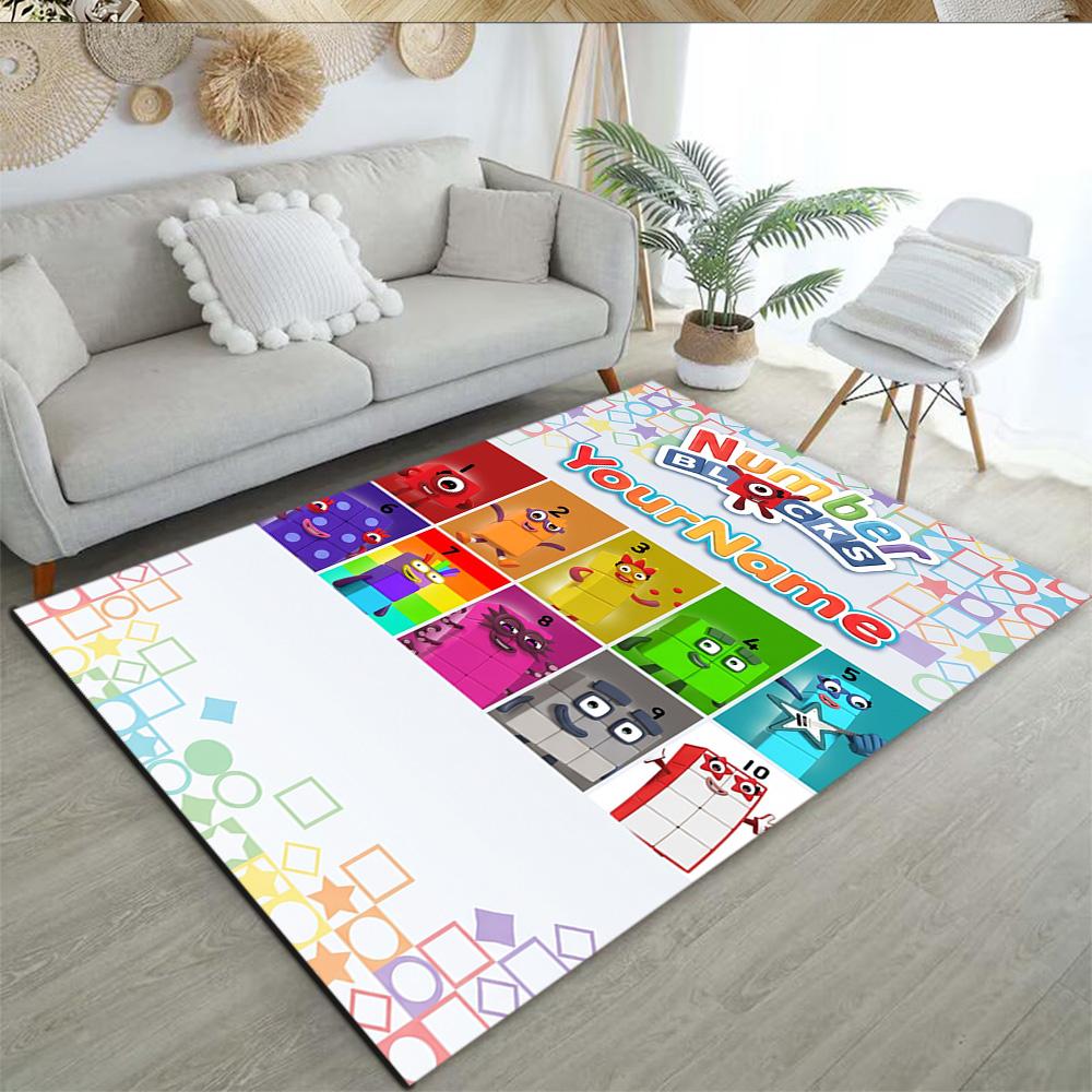 Numberblocks Personalized Name Floor Mat Design for Hallway Living Rooms Foyer Dining Room Antislip Carpet Anime Office Decor Best for Christmas