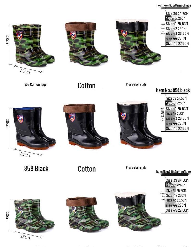 Men's Non-Slip Water-Resistant Work Boots: High-Top, Thick, Durable, Velvet-Lined for Construction and Kitchen Safety